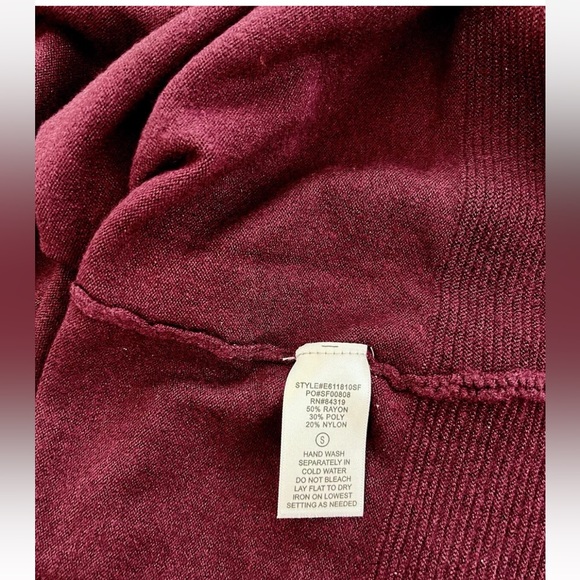 Evolution Open Front 3/4 Sleeve Super Soft Burgandy Cardigan Sweater NWT Size S - Picture 8 of 8